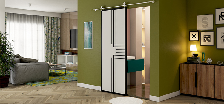 sliding bathroom door installation in Chino